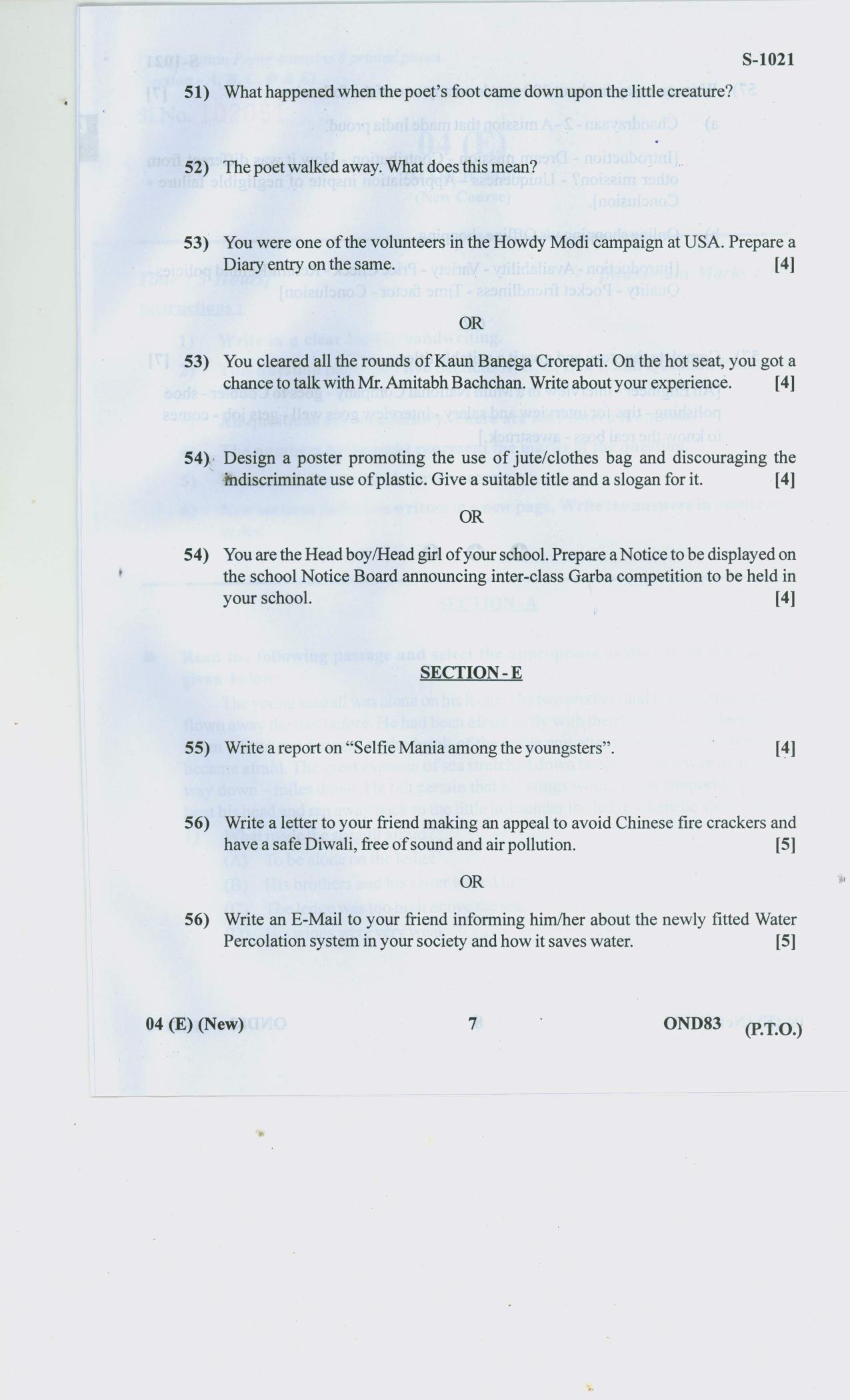 Gujarat Board Class 10th ENGLISH F L Question Paper - Page 7