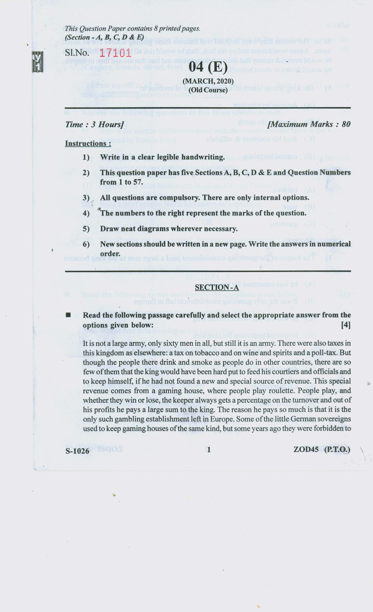 Gujarat Board Class 10th ENGLISH F L Question Paper - Page 9