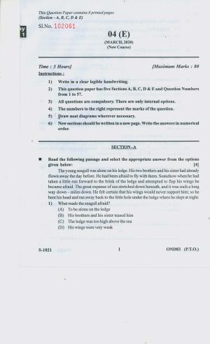 Gujarat Board Class 10th ENGLISH F L Question Paper