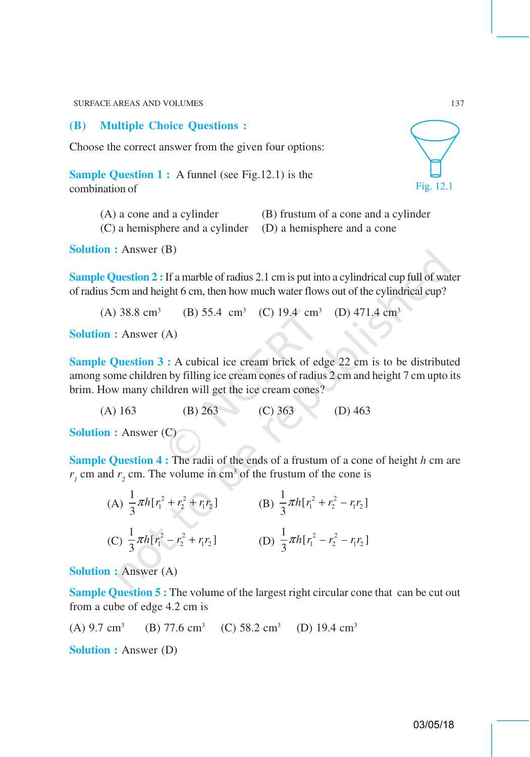NCERT Exemplar Book for Class 10 Maths: Chapter 12 Surface areas and Volumes - Page 2