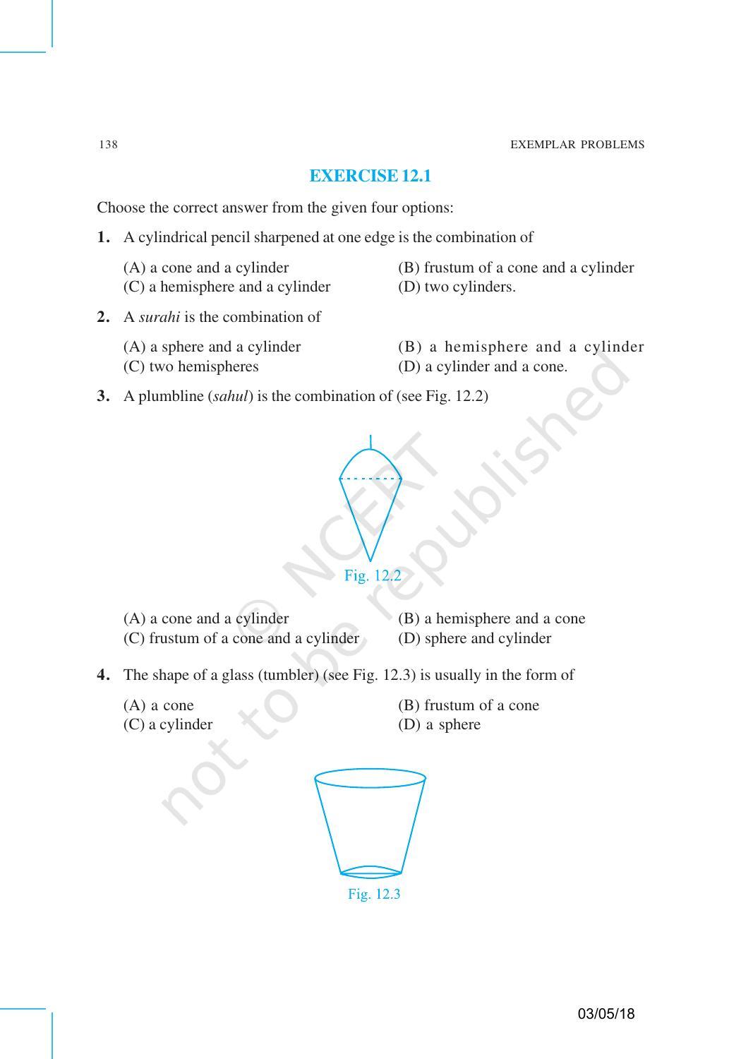 NCERT Exemplar Book for Class 10 Maths: Chapter 12 Surface areas and Volumes - Page 3