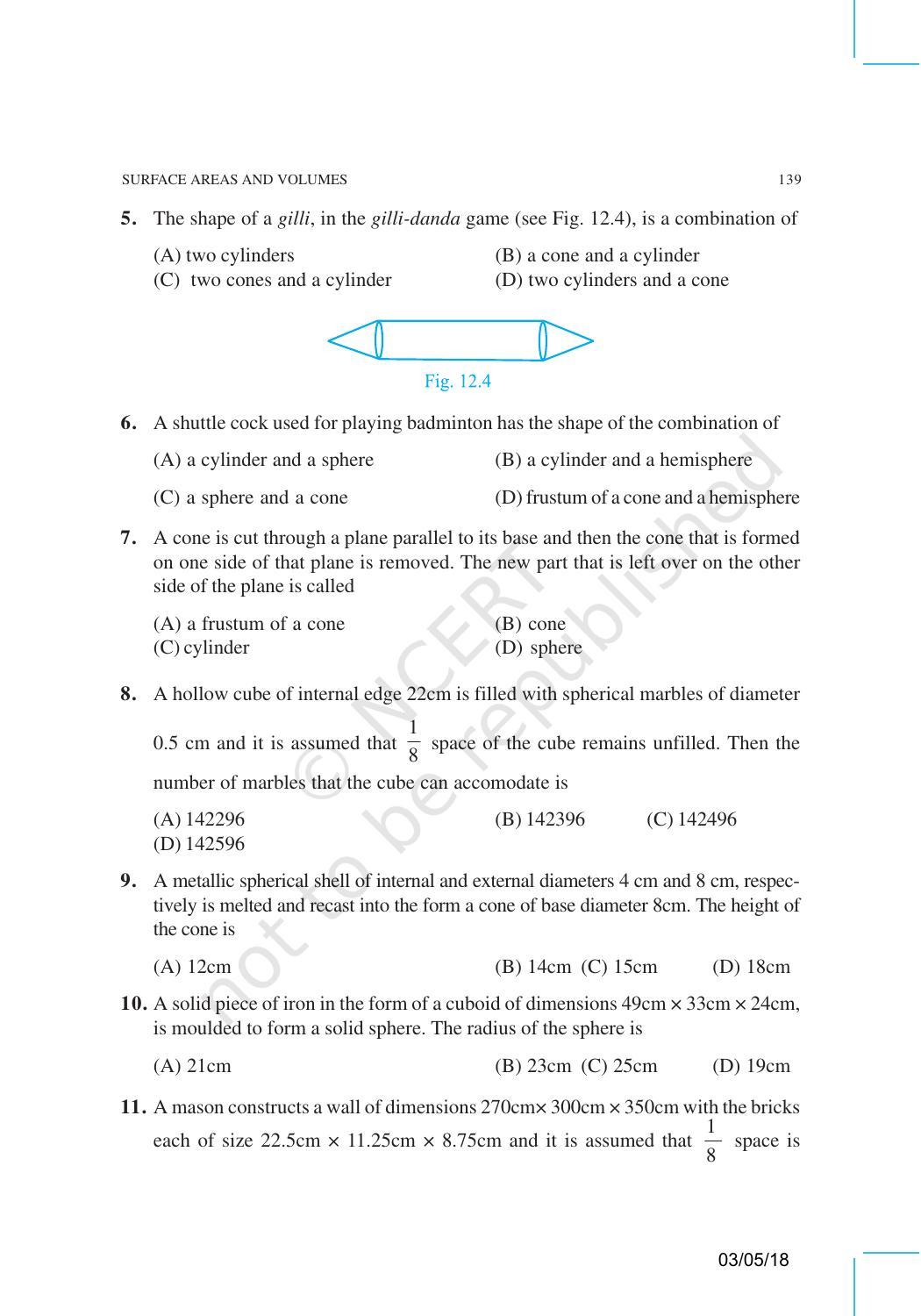 NCERT Exemplar Book for Class 10 Maths: Chapter 12 Surface areas and Volumes - Page 4