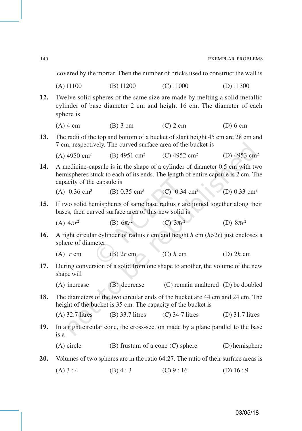 NCERT Exemplar Book for Class 10 Maths: Chapter 12 Surface areas and Volumes - Page 5