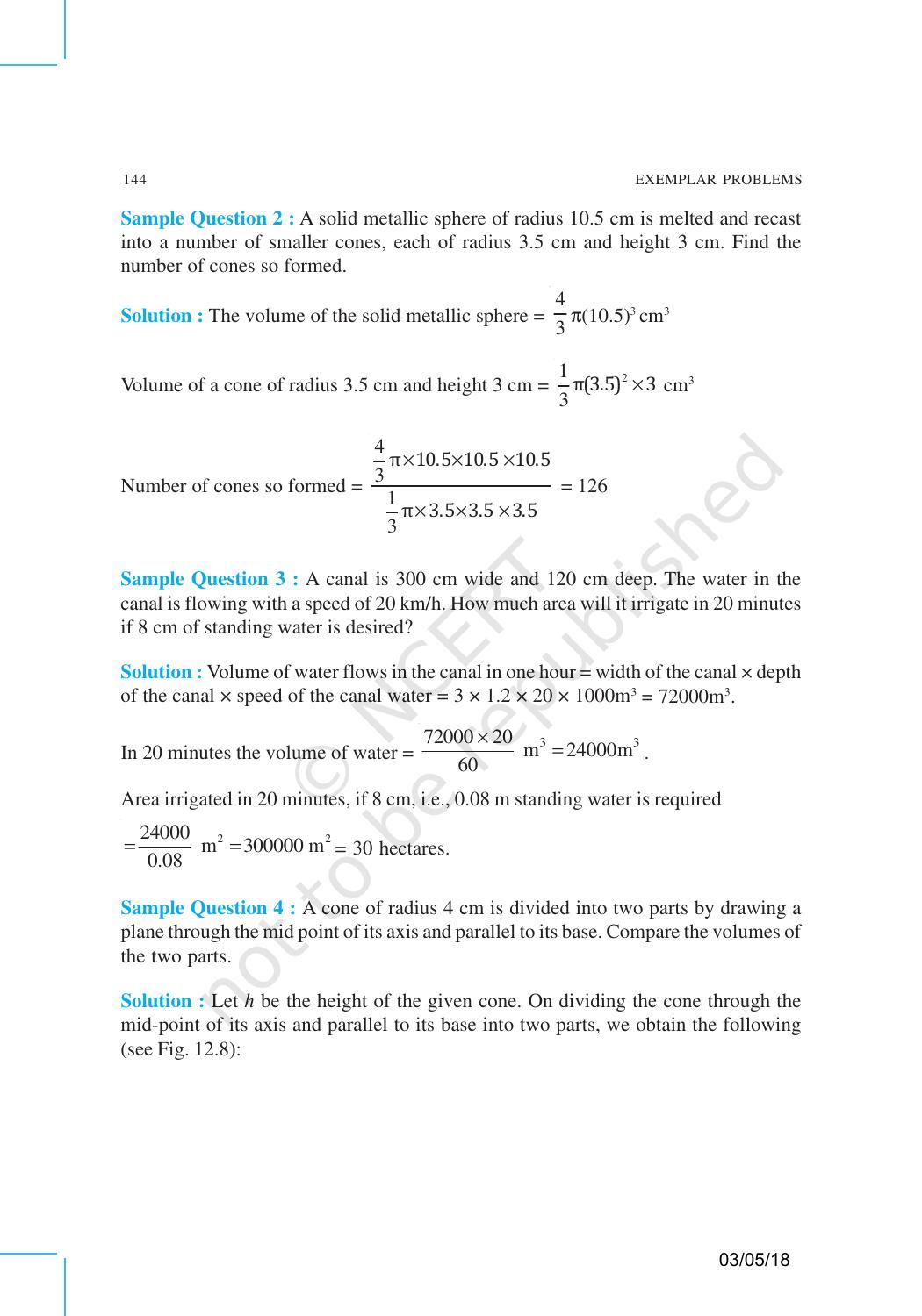 NCERT Exemplar Book for Class 10 Maths: Chapter 12 Surface areas and Volumes - Page 9
