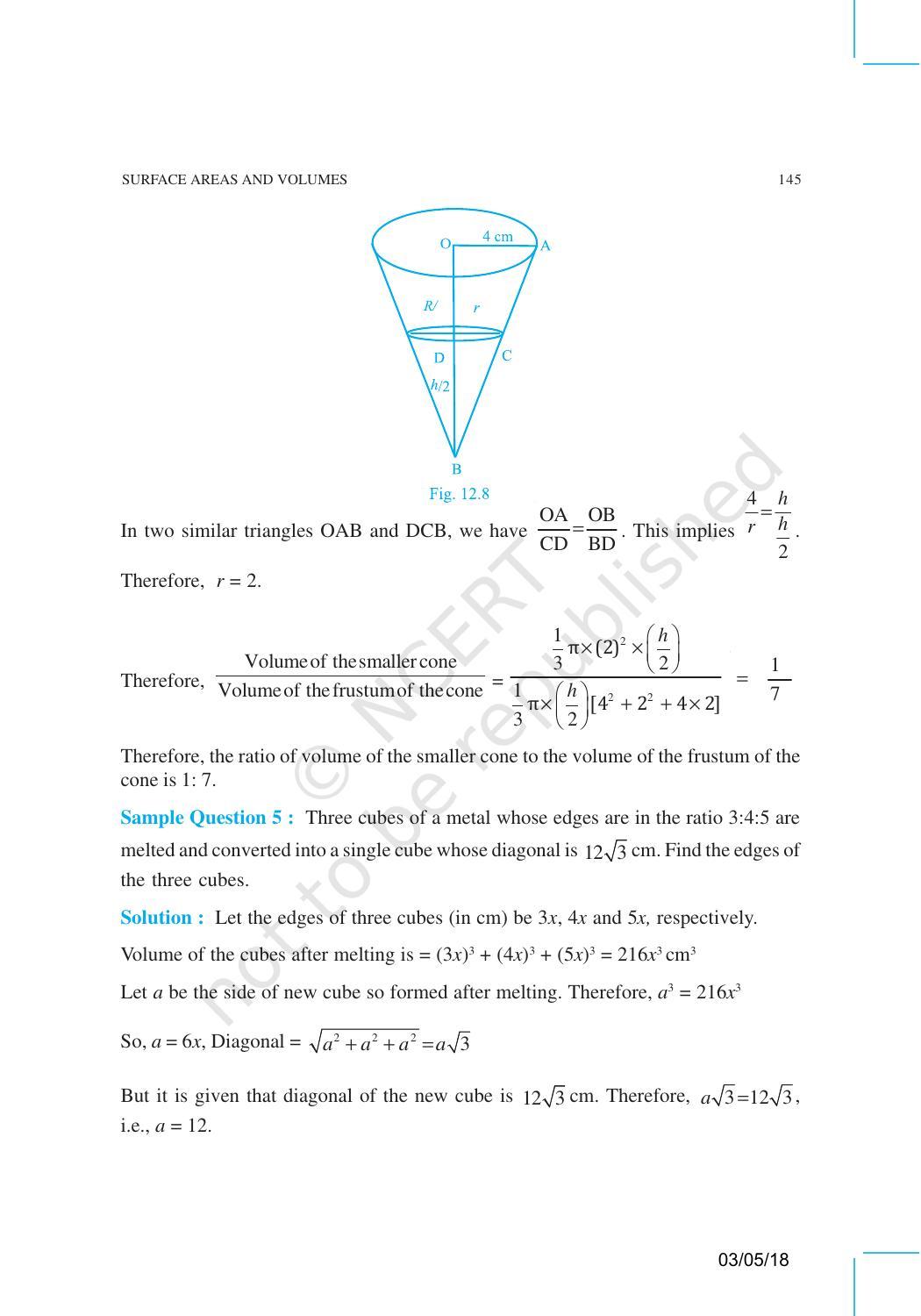 NCERT Exemplar Book for Class 10 Maths: Chapter 12 Surface areas and Volumes - Page 10