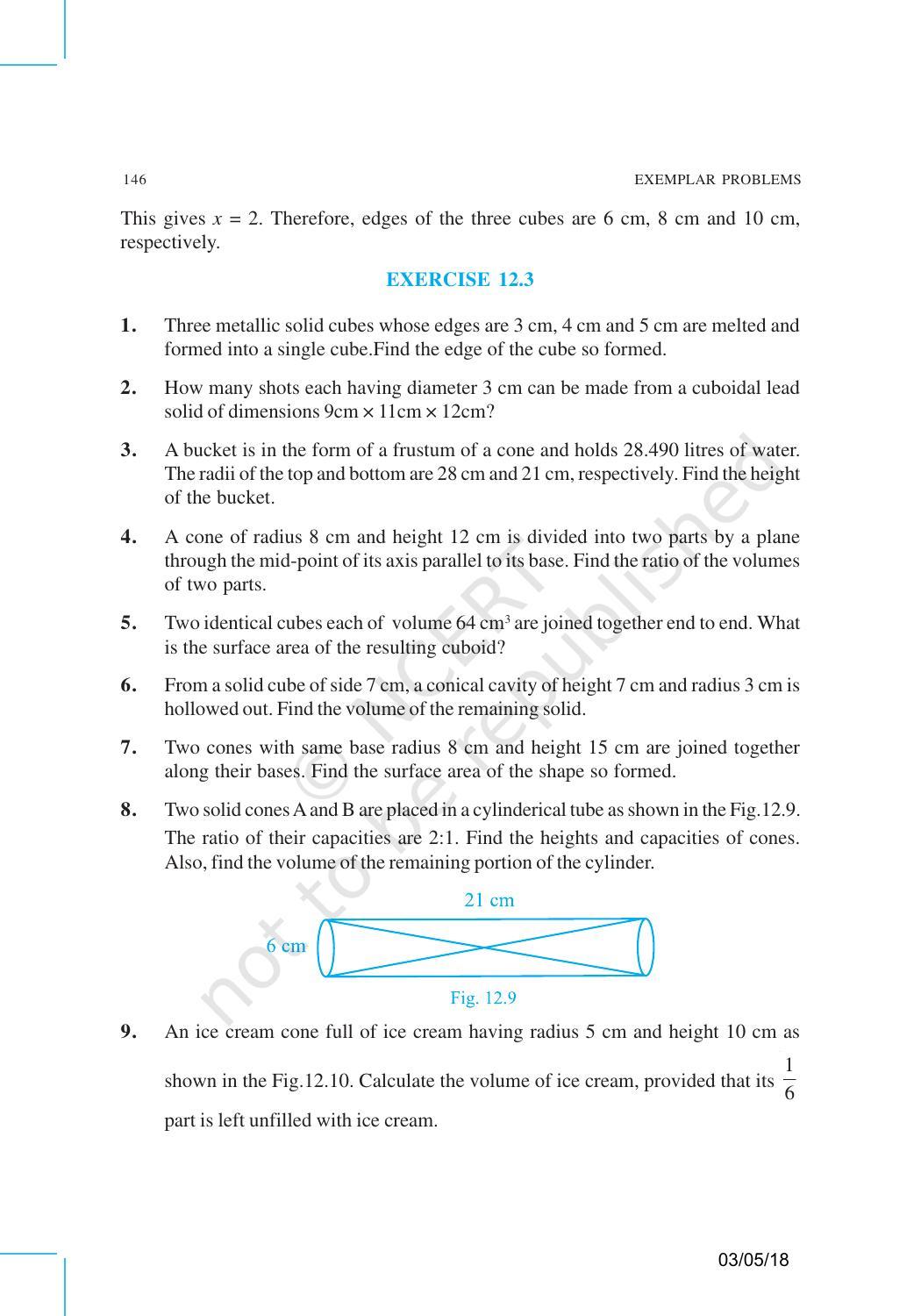 NCERT Exemplar Book for Class 10 Maths: Chapter 12 Surface areas and Volumes - Page 11