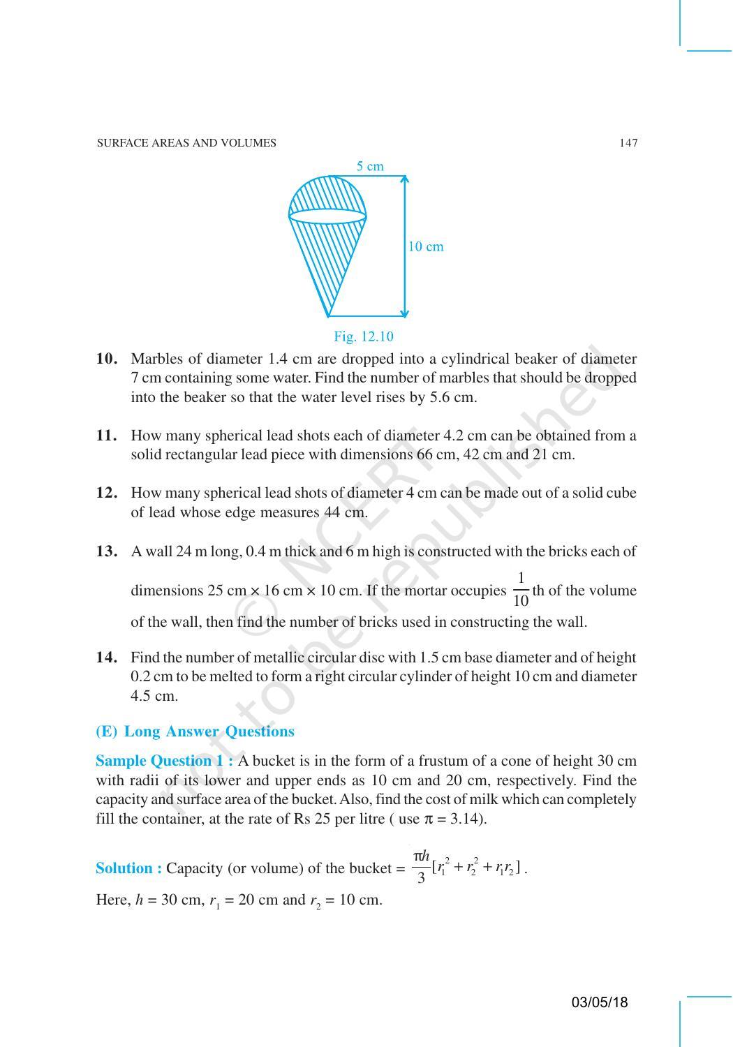 NCERT Exemplar Book for Class 10 Maths: Chapter 12 Surface areas and Volumes - Page 12