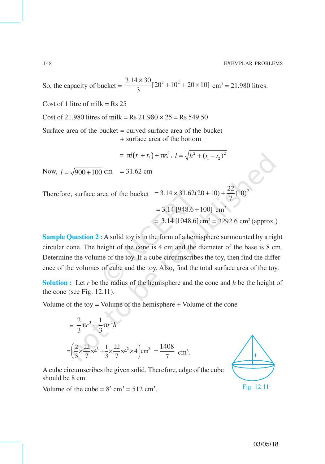 NCERT Exemplar Book for Class 10 Maths: Chapter 12 Surface areas and Volumes - Page 13