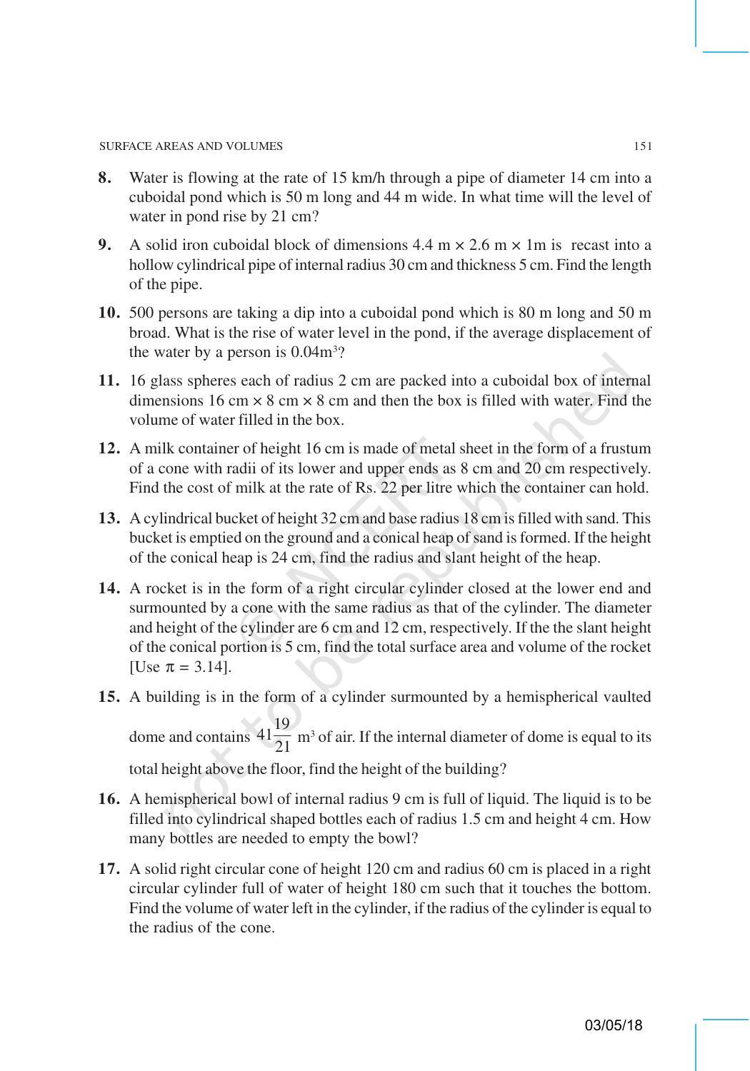 NCERT Exemplar Book for Class 10 Maths: Chapter 12 Surface areas and Volumes - Page 16