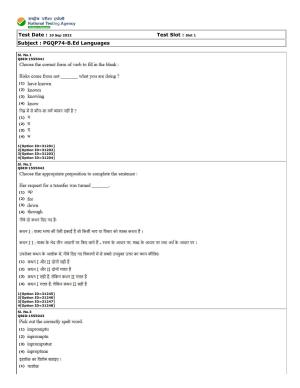 CUET (PG) 2022: PGQP-74 B.Ed Languages (10-09-2022) Question Paper