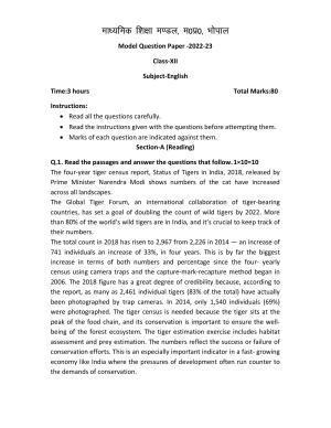 MP Board Class 12 English Sample Paper 2023