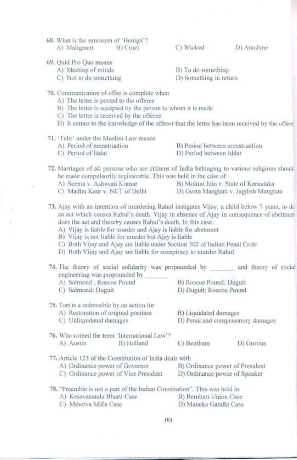 PU B.A./B.Com. LLB. (Hons.) 2019 Question Paper - Page 7