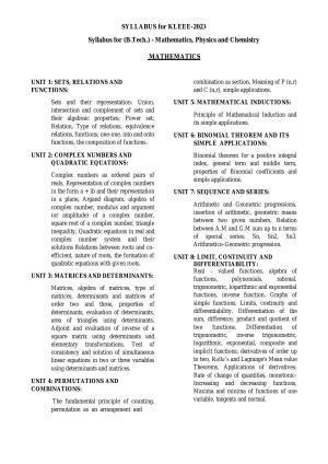 KLEEE Syllabus