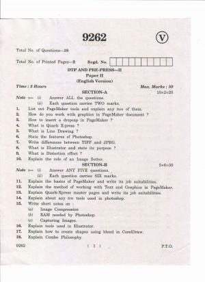 AP Inter. 2nd Year Vocational Question Paper May – 2019 - DTP and Pre-Press-II