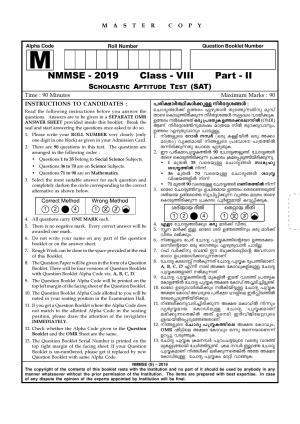 SAT 2019 Class 8 Kerala NMMS Question Papers