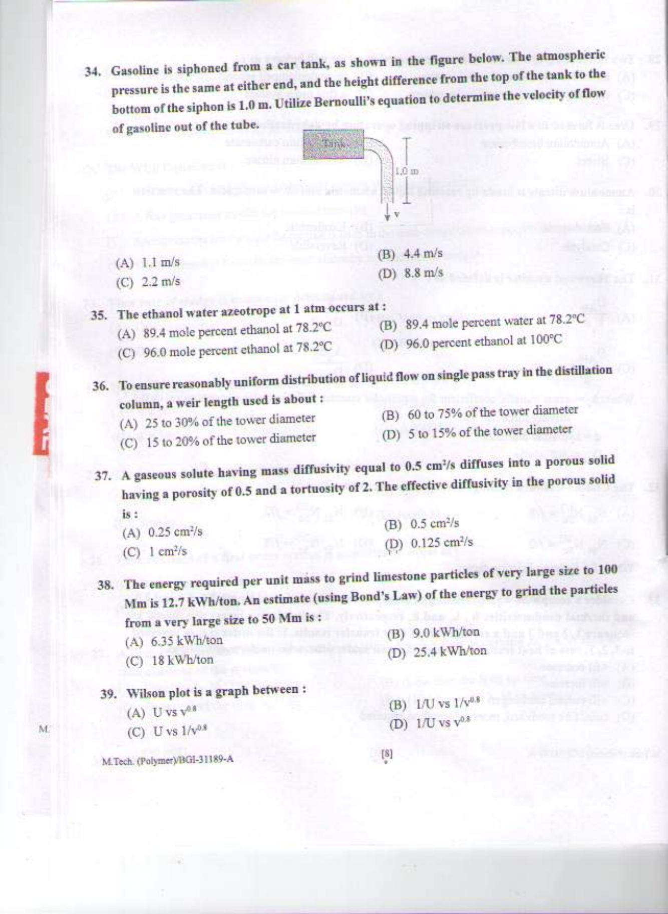 PU CET PG 2015: M.Tech (Polymer) Question Paper - Page 7