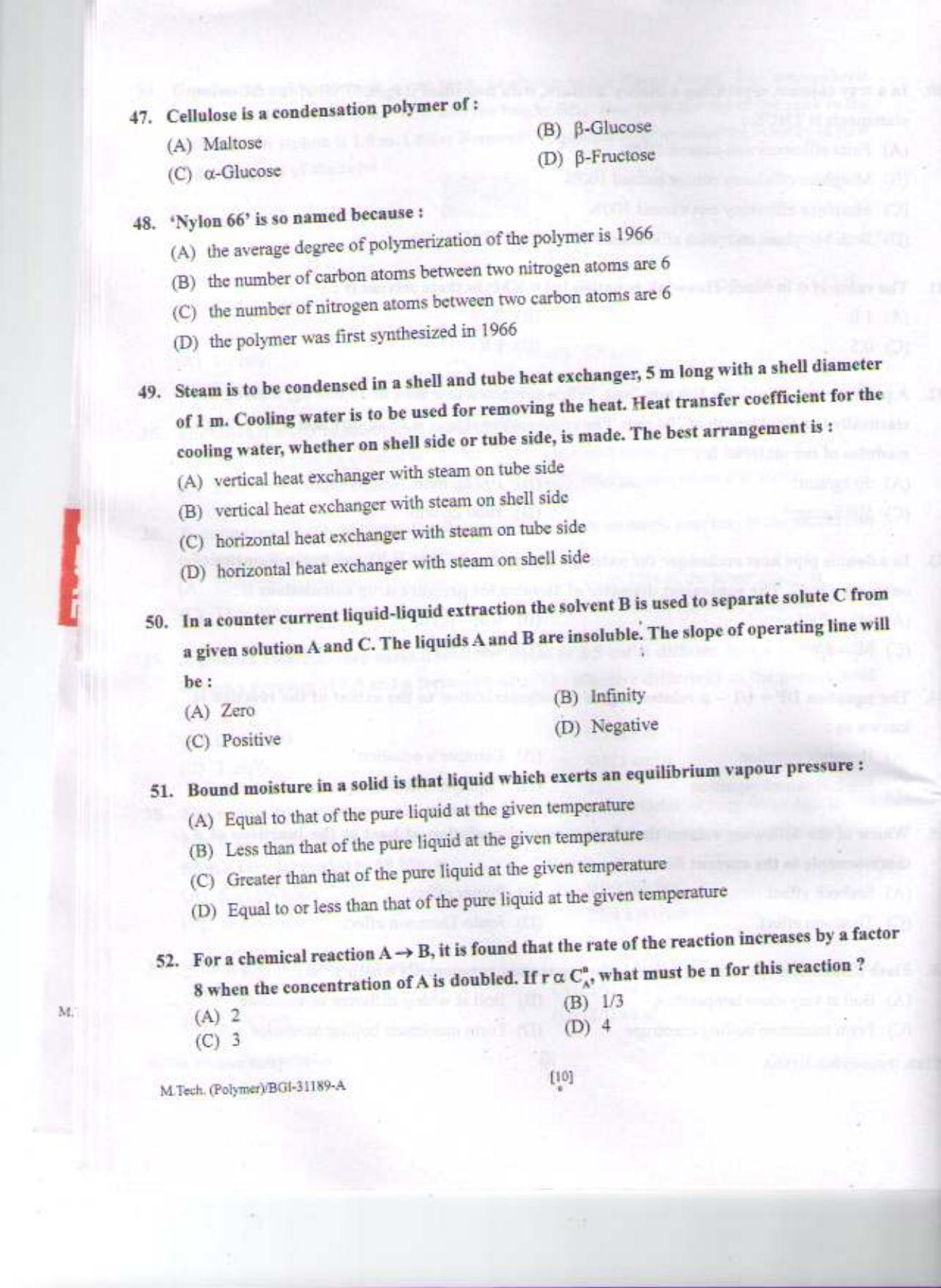 PU CET PG 2015: M.Tech (Polymer) Question Paper - Page 9