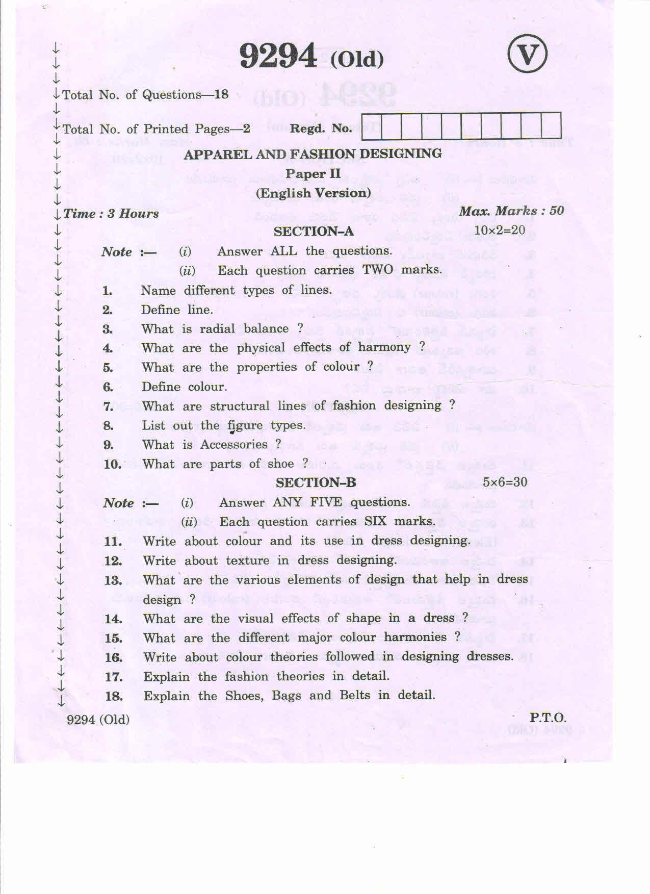 AP Inter 2nd Year Vocational Question Paper March - 2020  - Apparel Fashion Designing - II (old) - Page 1
