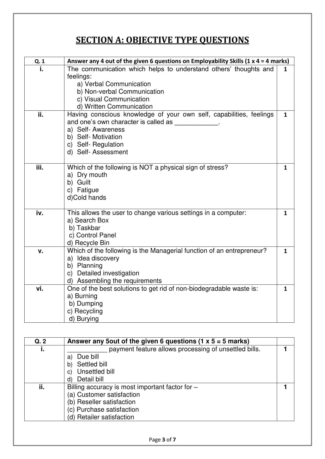 CBSE Class 10 (Skill Education) Retail 2024 Sample Paper - Page 3