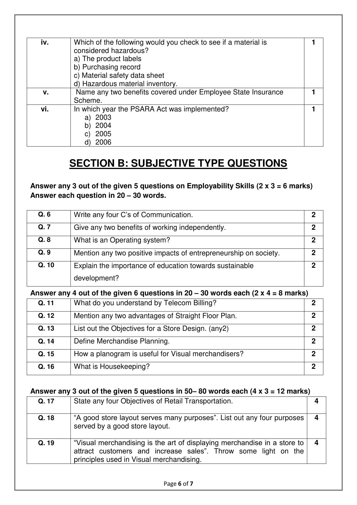 CBSE Class 10 (Skill Education) Retail 2024 Sample Paper - Page 6