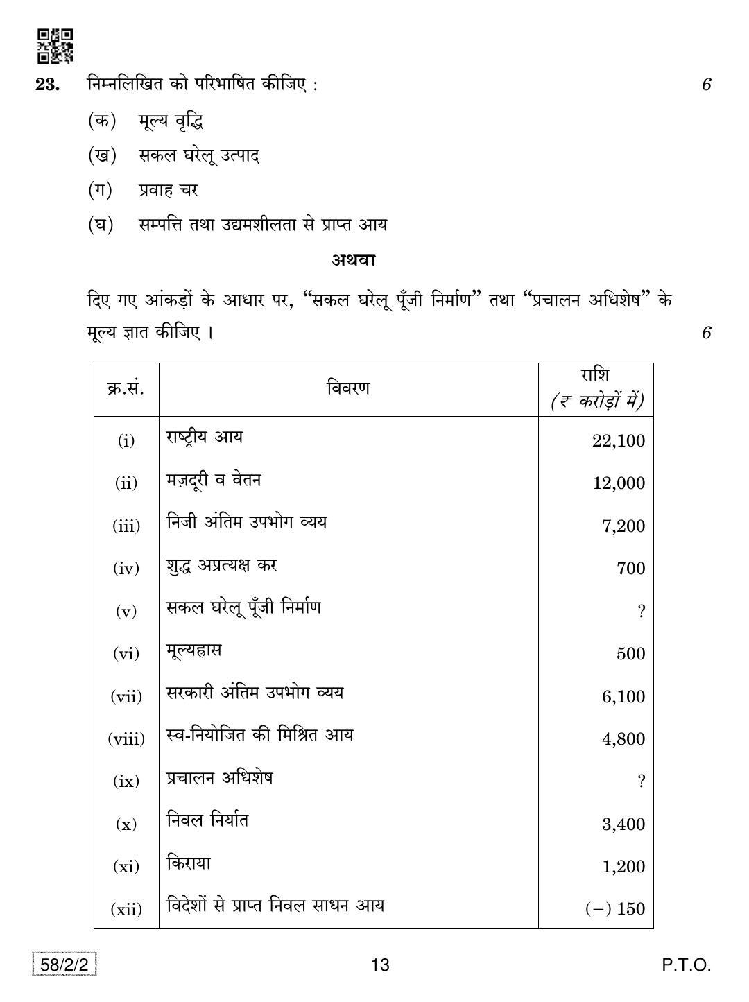 CBSE Class 12 58-2-2 Economics 2019 Question Paper - Page 13