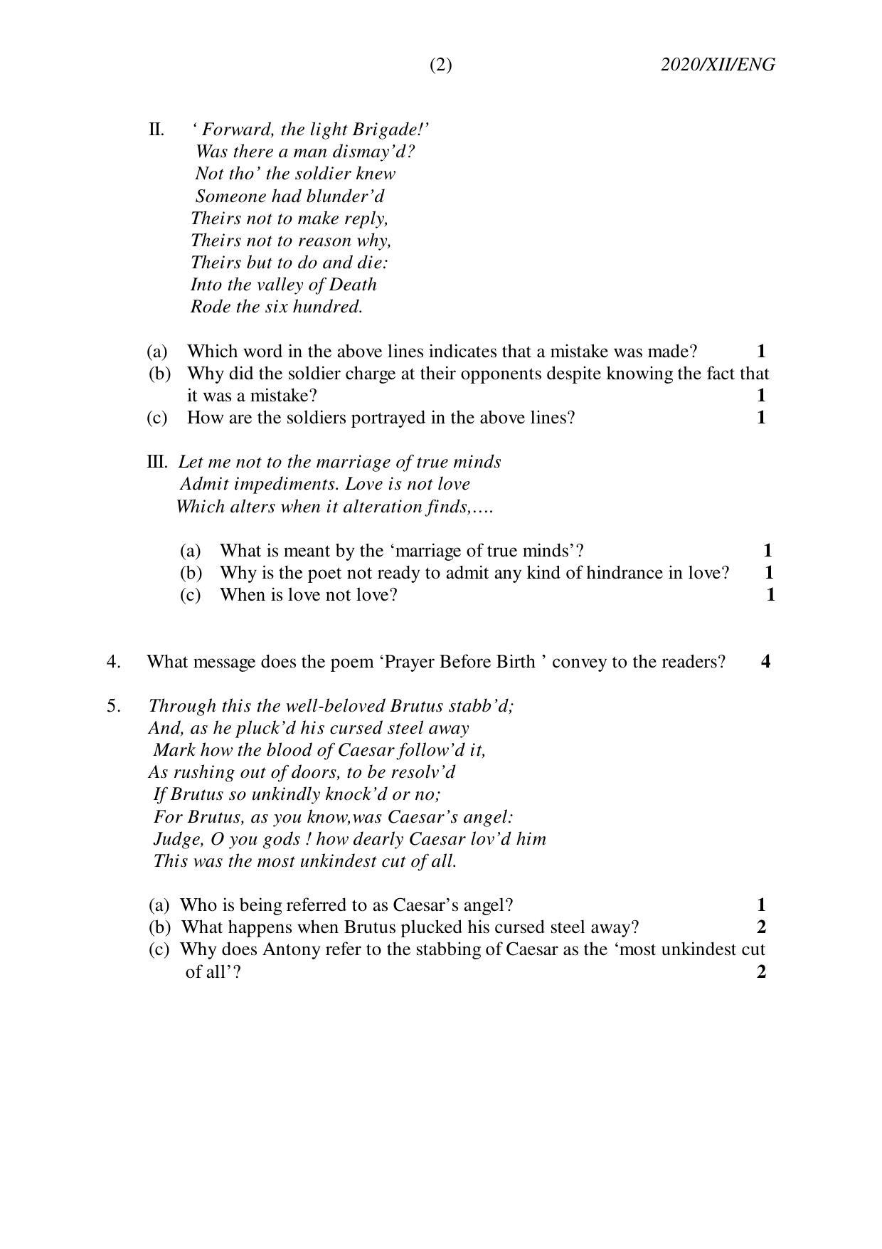 Nagaland Board Class 12 ENGLISH 2020 Question Papers - Page 2