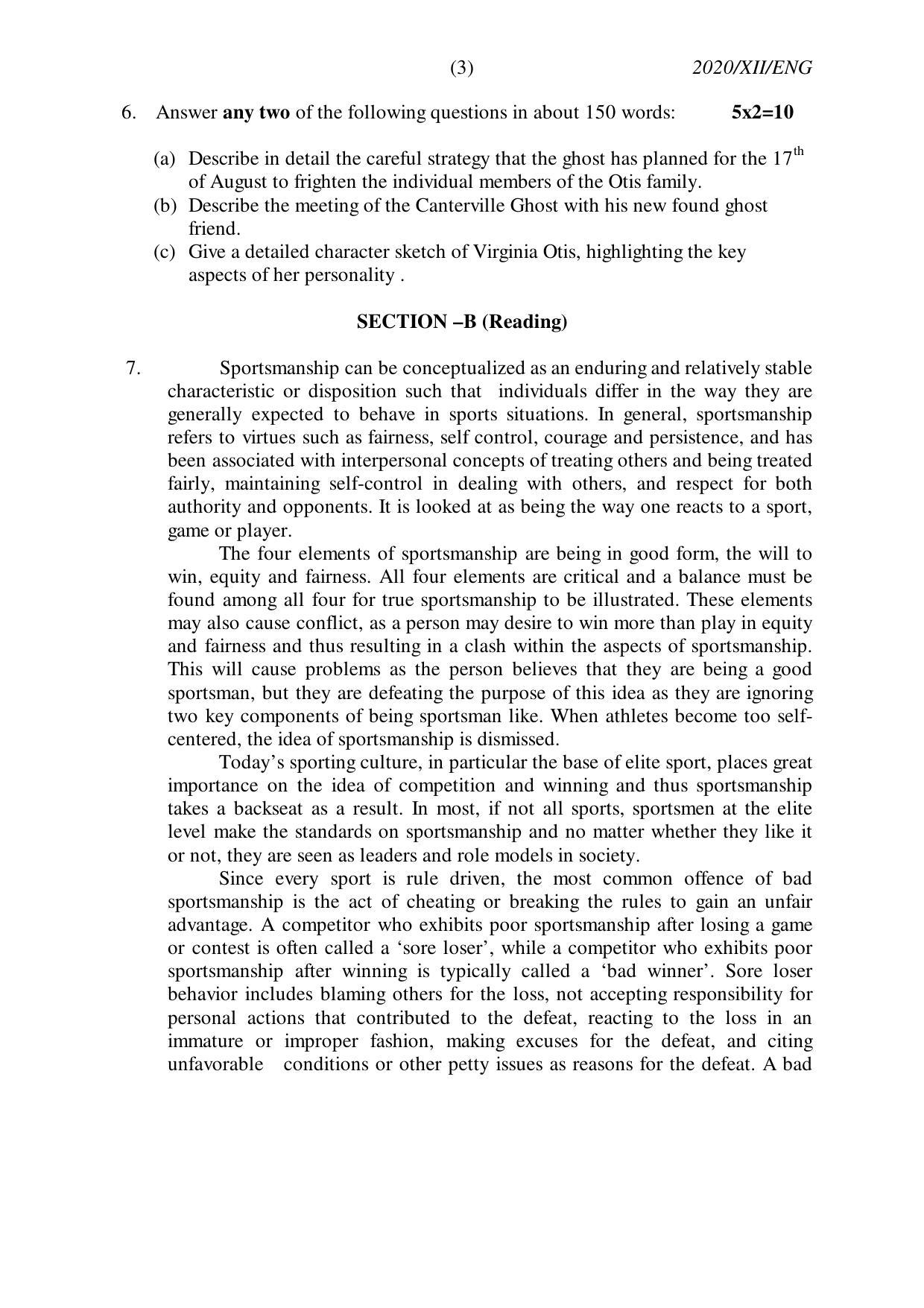 Nagaland Board Class 12 ENGLISH 2020 Question Papers - Page 3