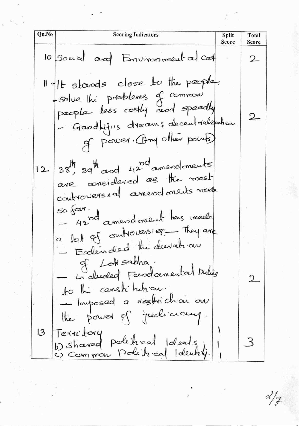 Kerala Plus One 2017 Political Science Answer Key - Page 2