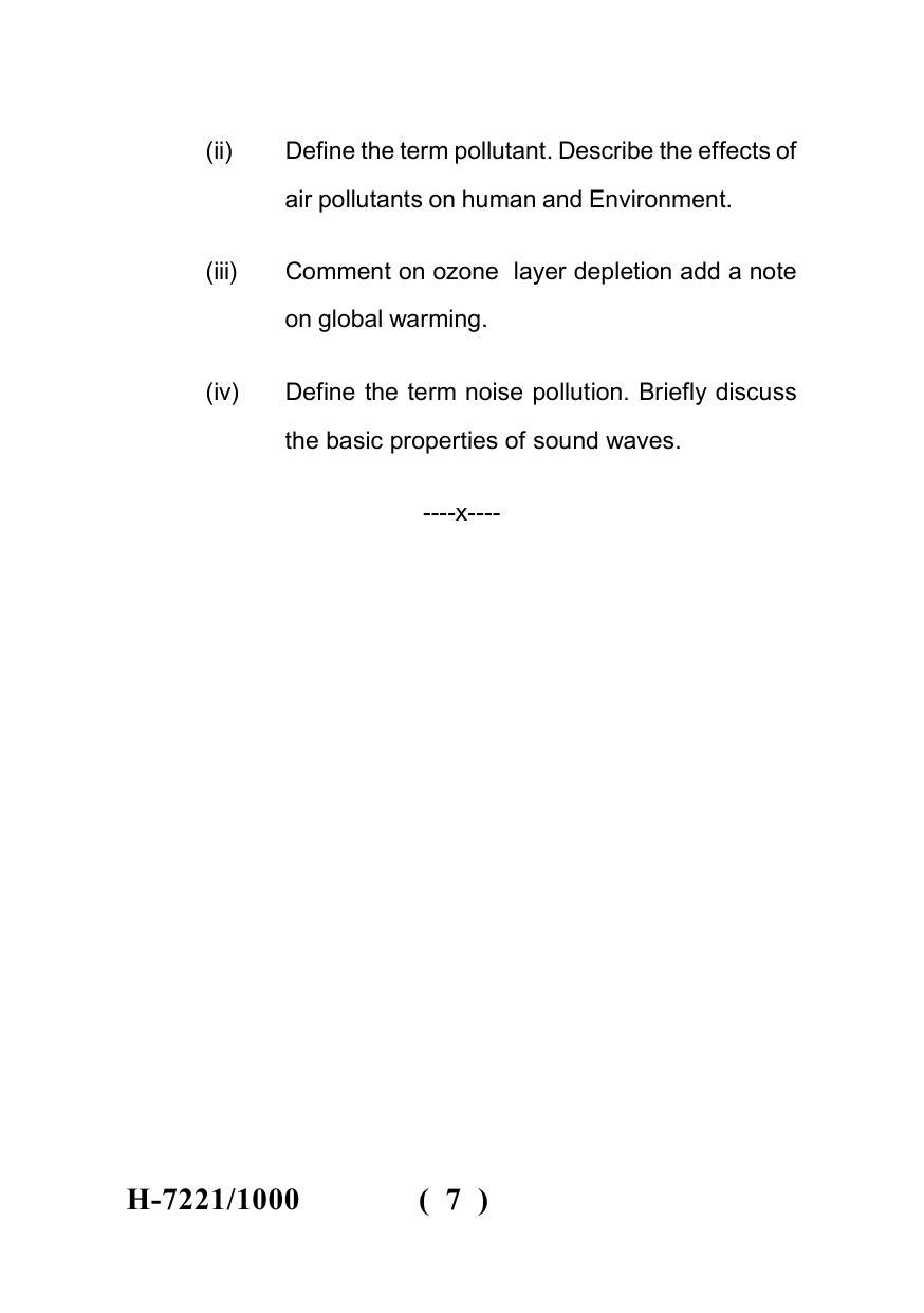 Sarguja University Question Paper July-2022 : M.Sc. In Environmental Science(Second Sem.)Environmental Pollution Paper 1 - Page 7