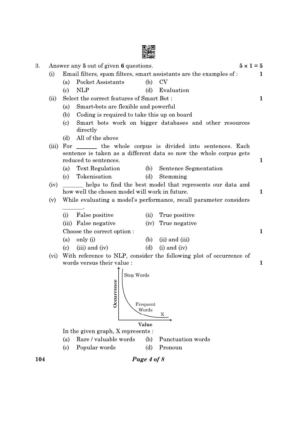 CBSE Class 10 104 Artificial Intelligence 2023 Question Paper - Page 4