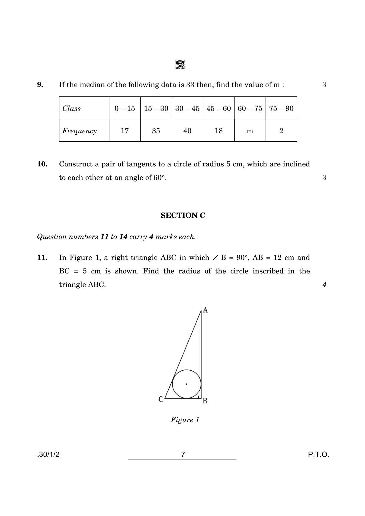 CBSE Class 10 Maths (30/1/2 - SET II) 2022 Question Paper - Page 7