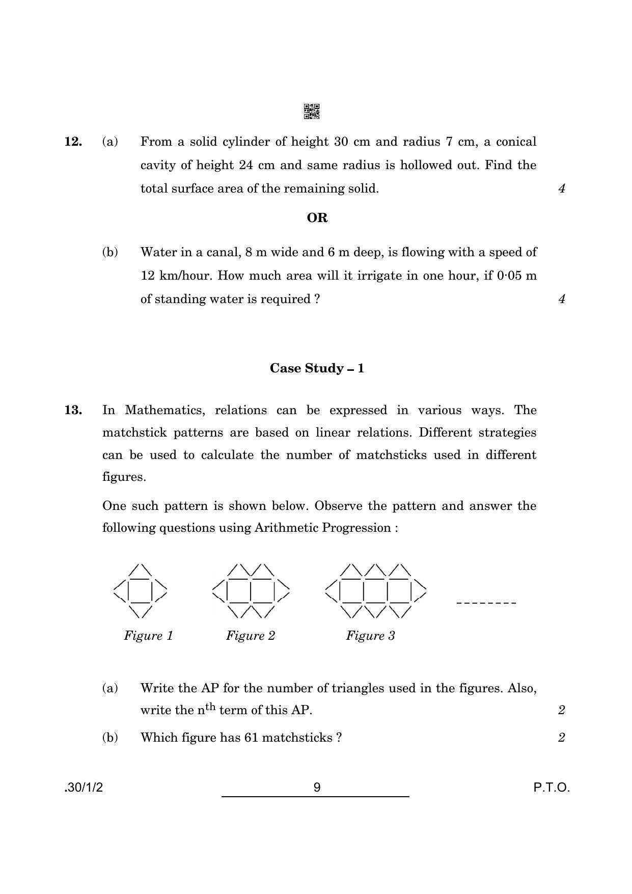 CBSE Class 10 Maths (30/1/2 - SET II) 2022 Question Paper - Page 9