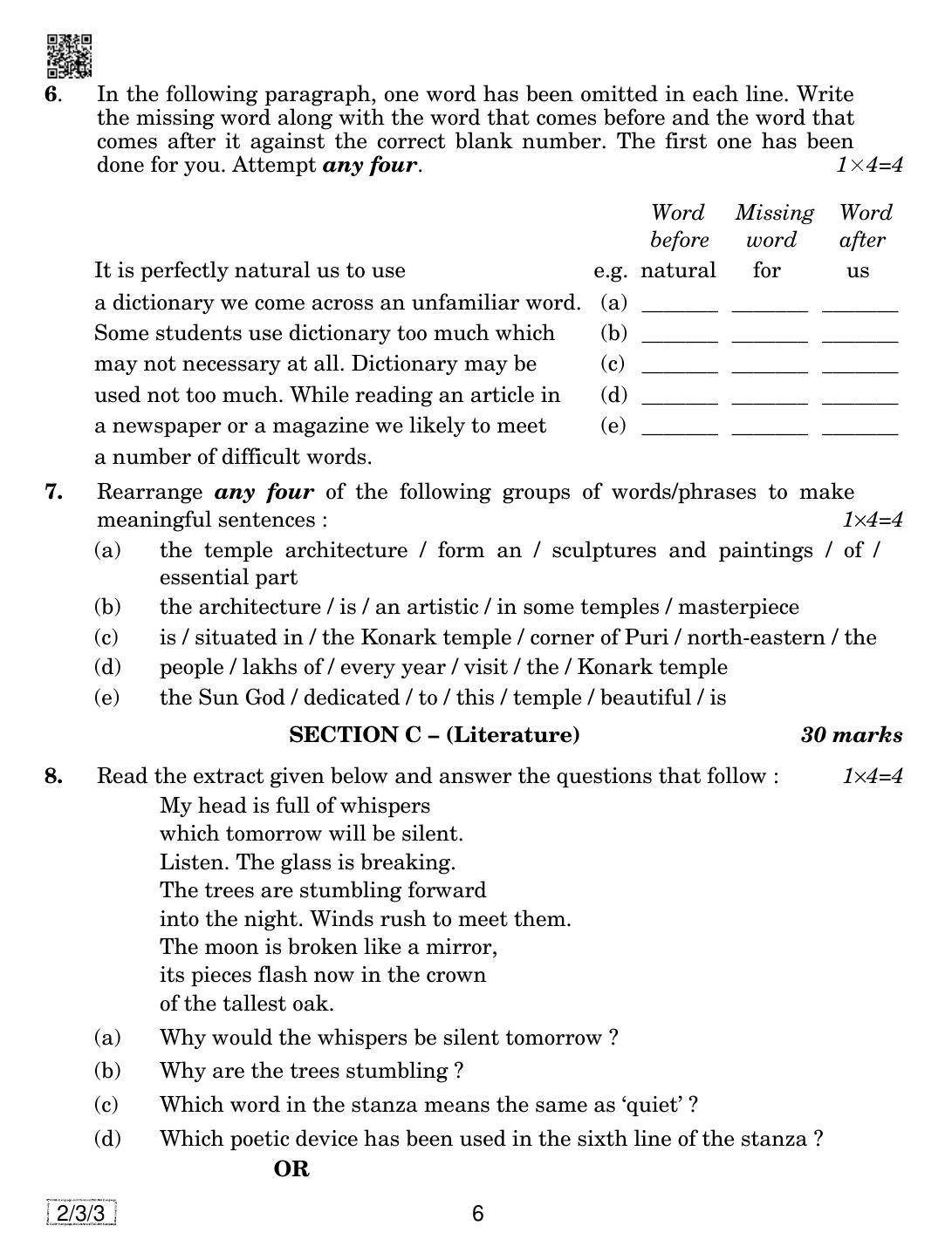 CBSE Class 10 2-3-3 ENGLISH LANGUAGE AND LETERATURE 2019 Question Paper - Page 6