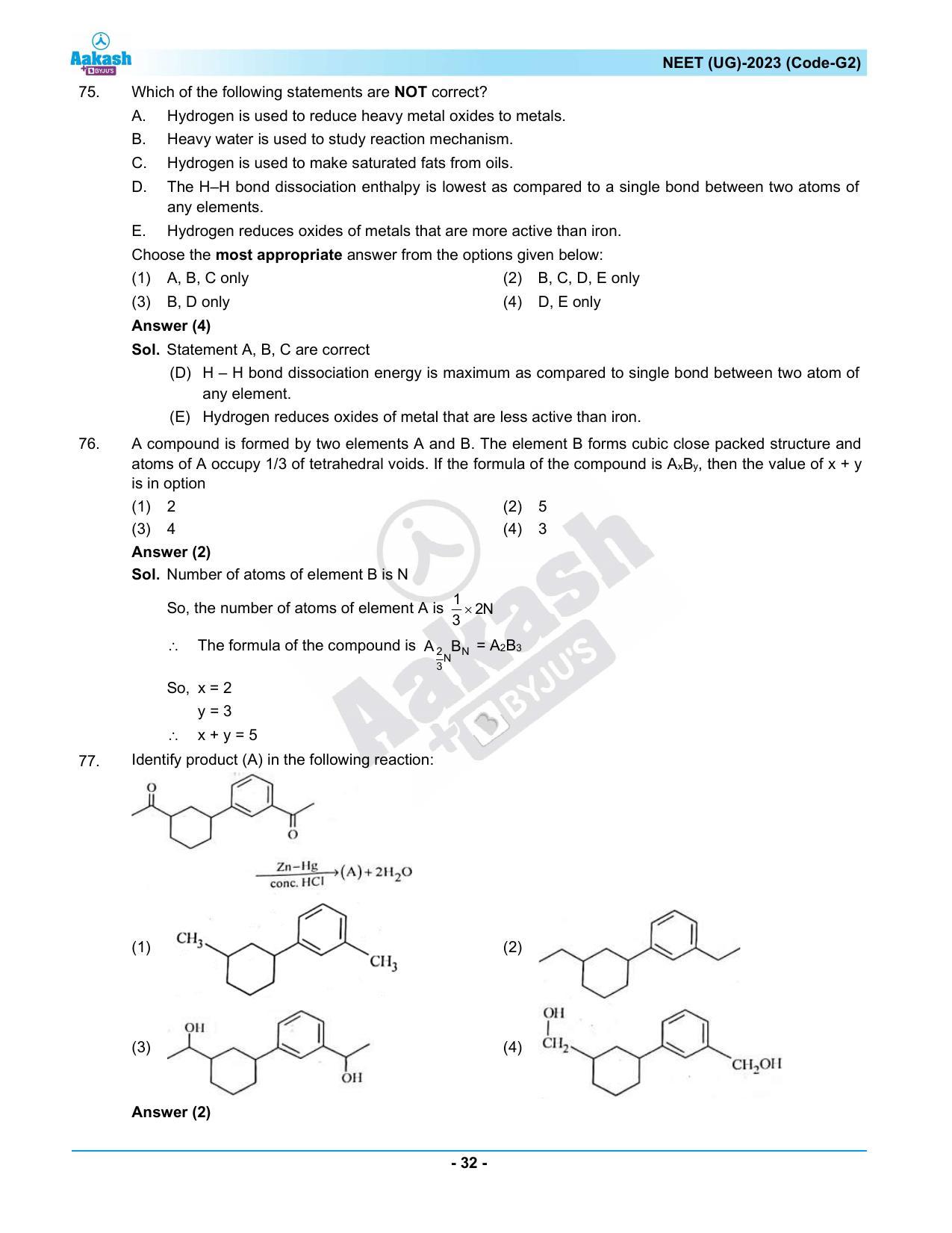 NEET 2023 Question Paper G3 - Page 32