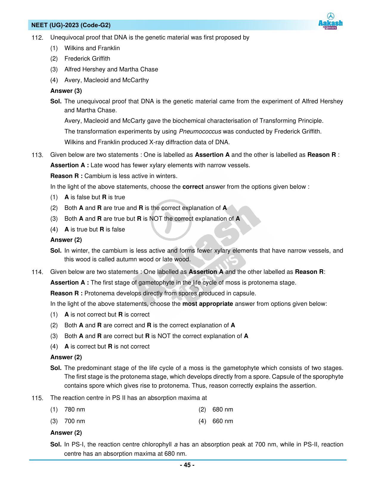 NEET 2023 Question Paper G3 - Page 45