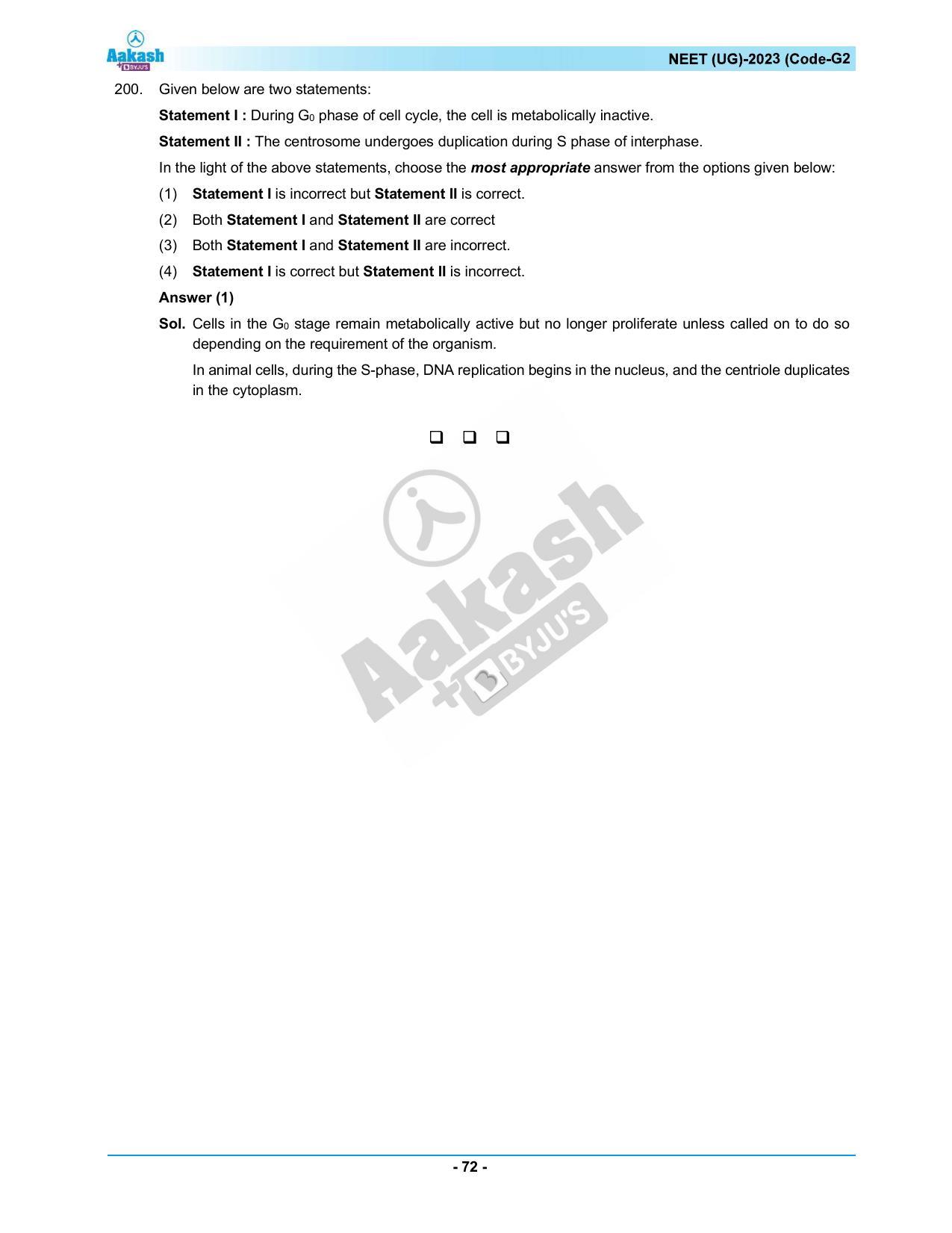 NEET 2023 Question Paper G3 - Page 72