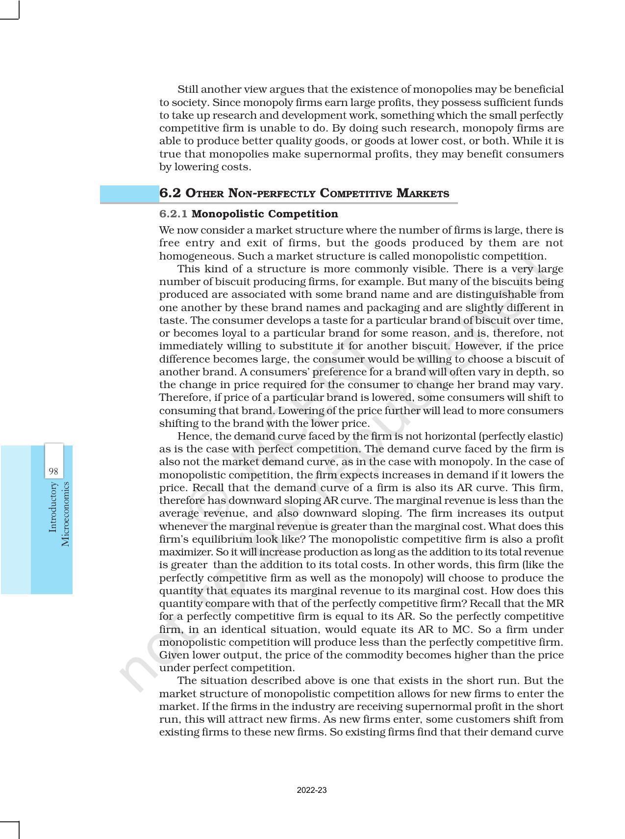 NCERT Book for Class 12 Economics (Microeconomics) Chapter 6 Non-competitive Markets - Page 11