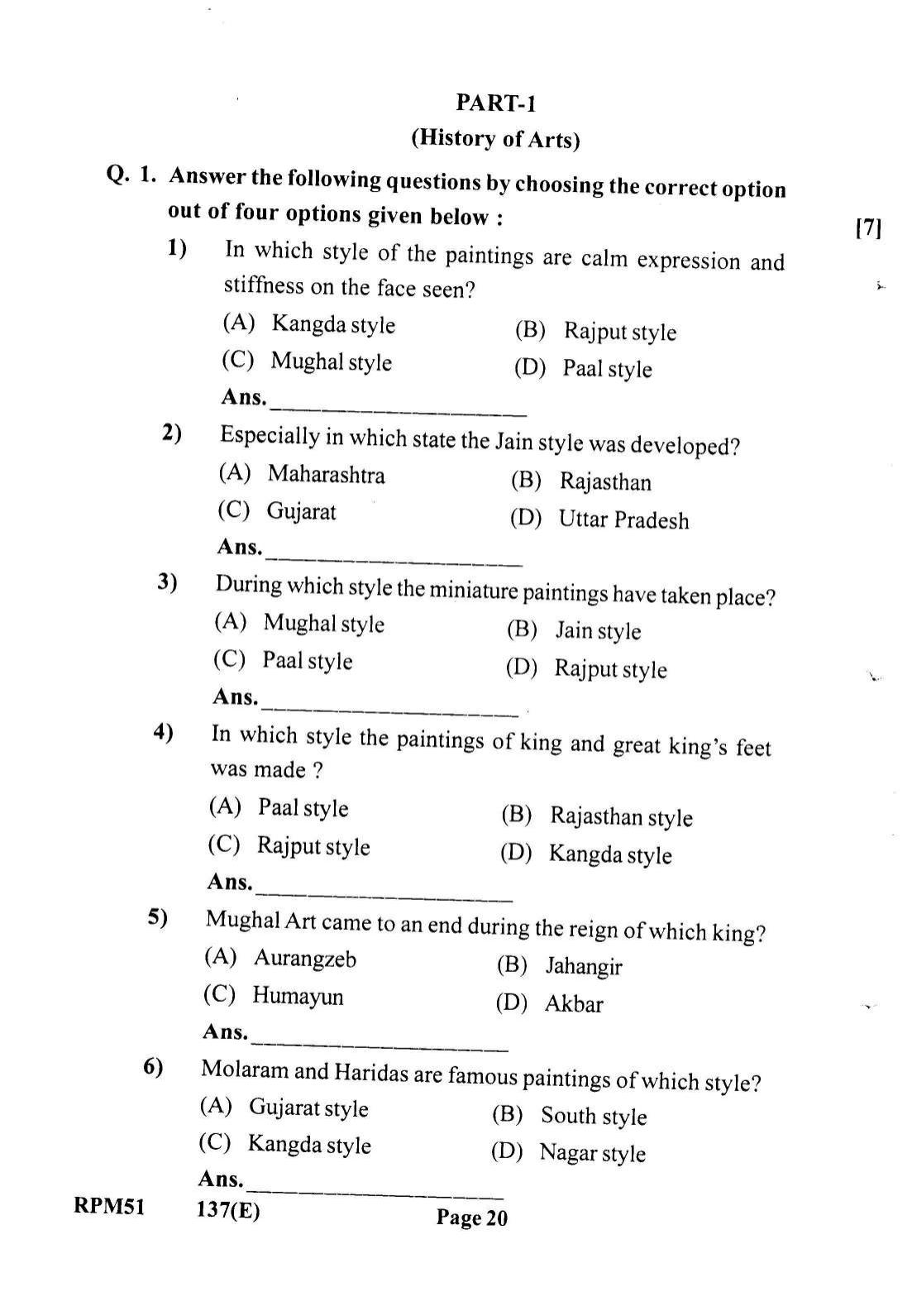 Gujarat Board Class 12th Question Paper 2022: (GHE)Drawing - Page 20