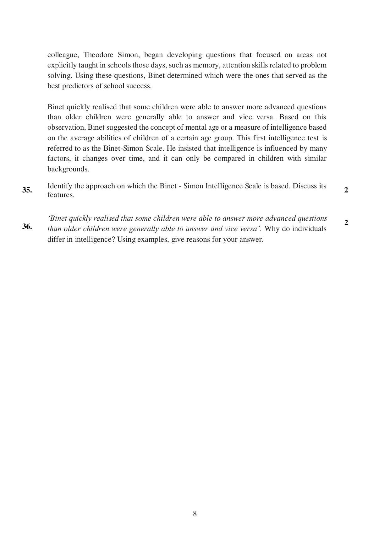 CBSE Class 12 Psychology Sample Paper 2023 - Page 8