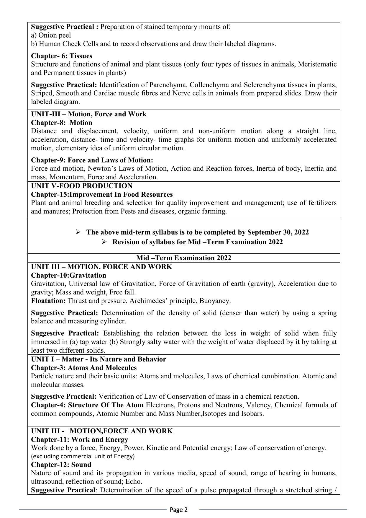 Edudel Class 9 Science (English) Syllabus - Page 2