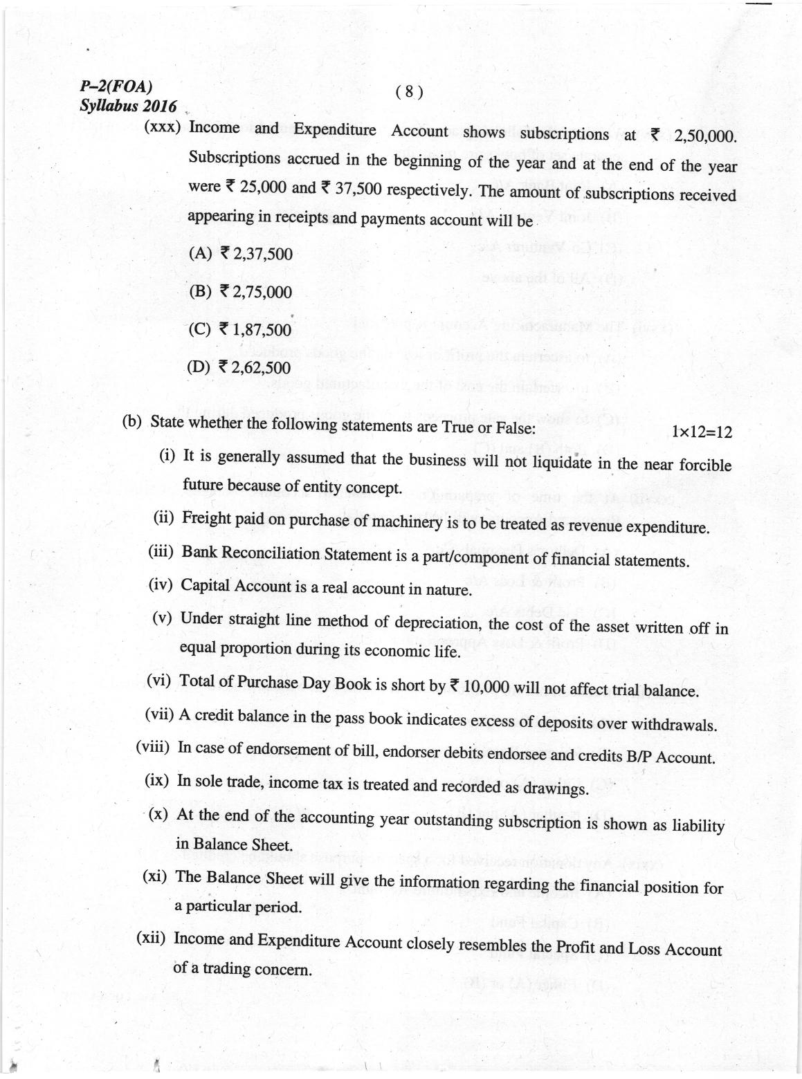 ICMAI June 2019 Fundamentals of Accounting Question Paper - Page 8