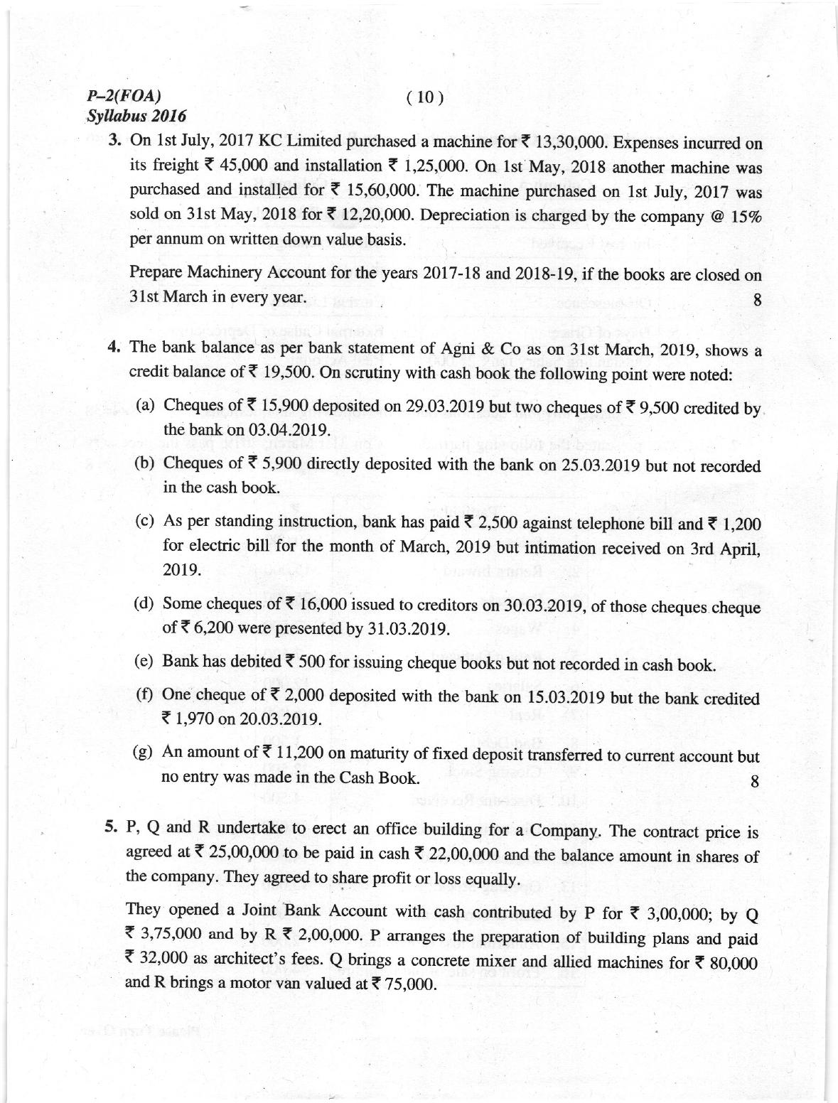 ICMAI June 2019 Fundamentals of Accounting Question Paper - Page 10