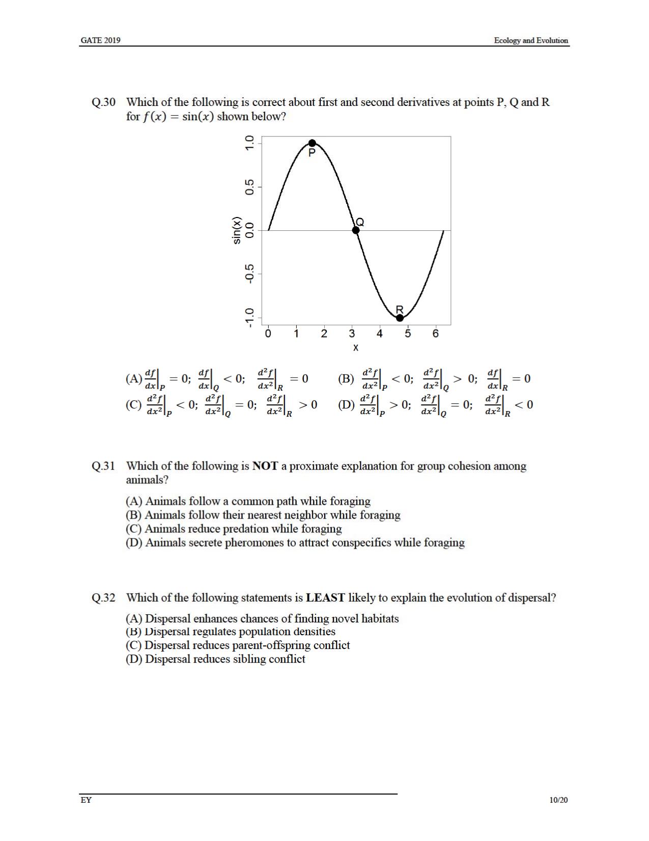 GATE 2019 Ecology and Evolution (EY) Question Paper - Page 13