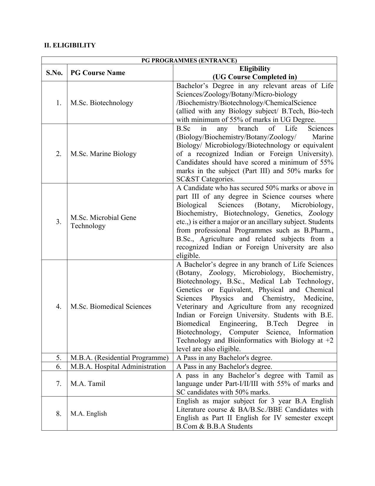 Madurai Kamaraj University, Madurai Admission Prospectus 2021-22 - Page 4
