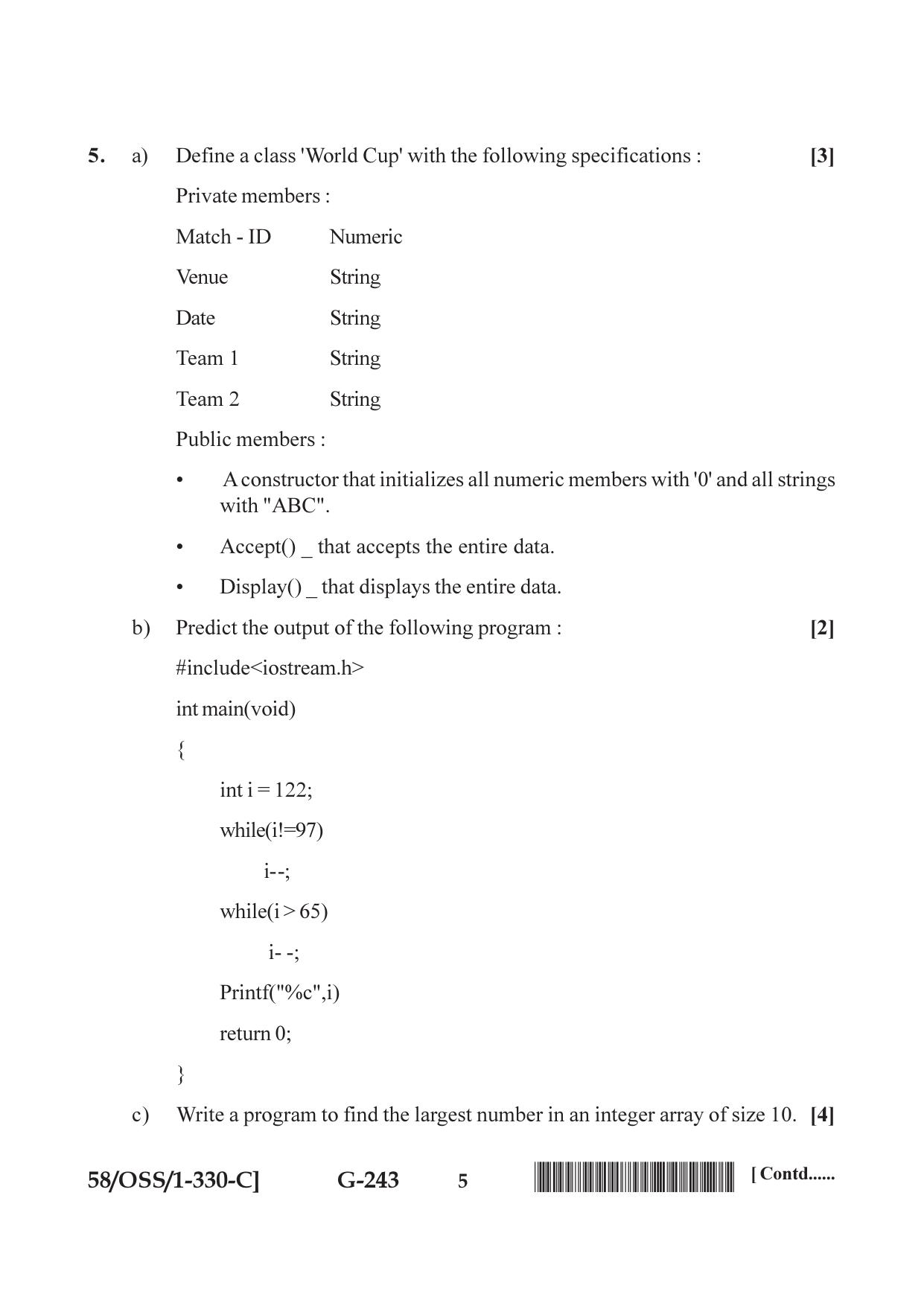 NIOS April 2019 Class 12 Computer Science (SET C) Question Paper - Page 5
