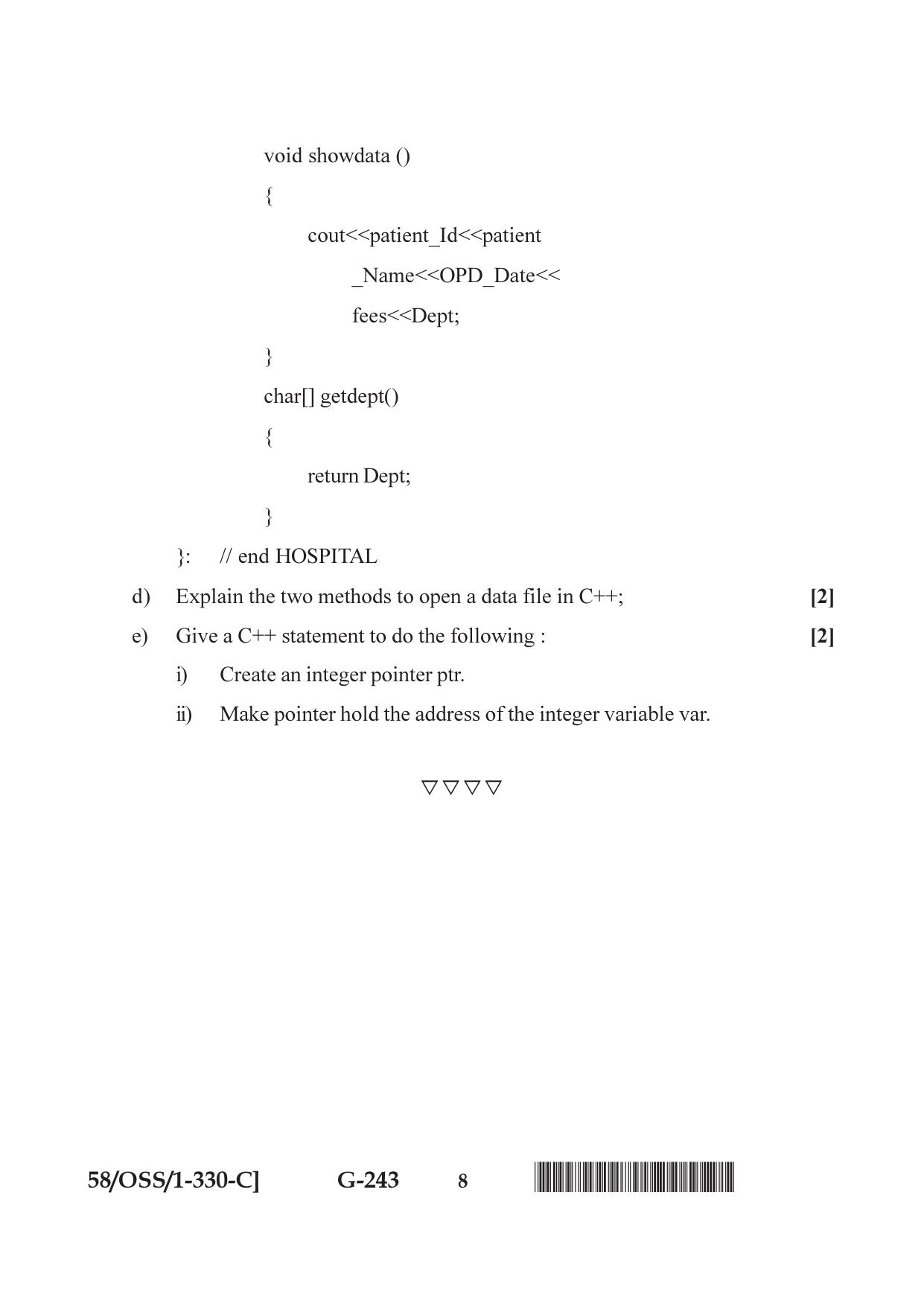 NIOS April 2019 Class 12 Computer Science (SET C) Question Paper - Page 8