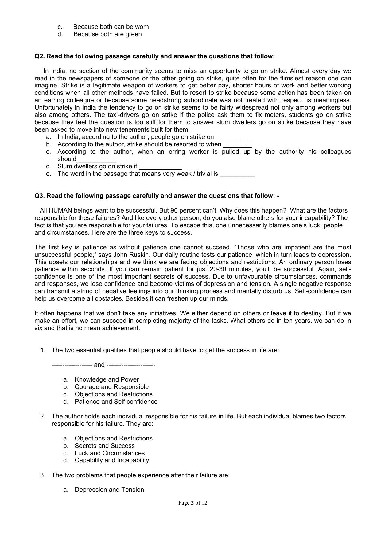 CBSE Worksheets for Class 9 English Assignment 5 - Page 2