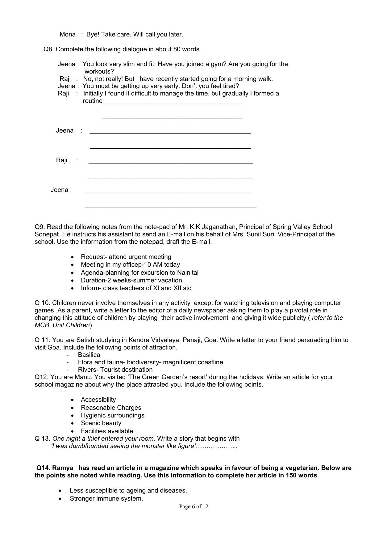 CBSE Worksheets for Class 9 English Assignment 5 - Page 6