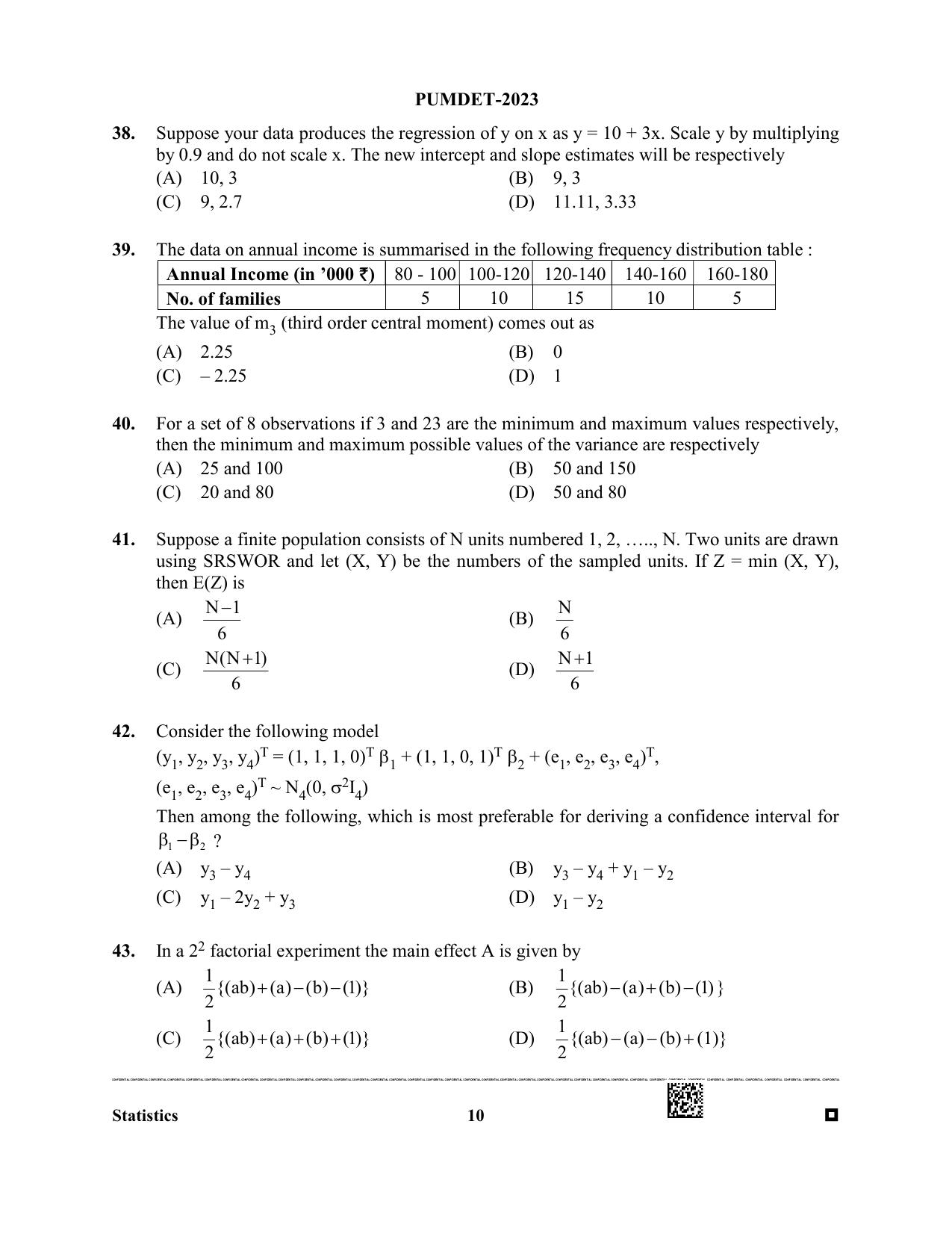 PUBDET 2023 Statistics Question Paper - Page 10