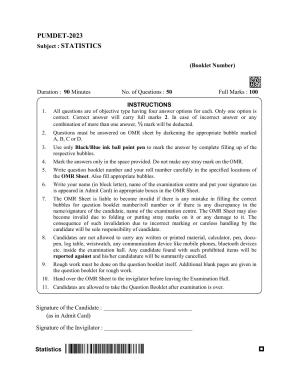 PUBDET 2023 Statistics Question Paper